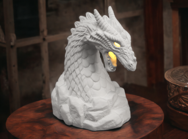 Lighted Fierce Dragon Bust
