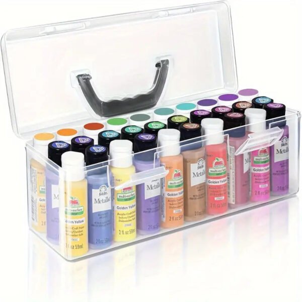 8b19558031e545f892e30776c521b60e-goods.jpg Ergonomic Acrylic Paint Holder for 30 Bottles - Durable Plastic Storage Box with Handle, Organizer