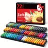 Long Soft Chalk Pastels Set, 72 Sticks, Includes 5 Fluorescent Colors, Non Toxic Soft Pastels for Artists, Beginners, Students, Classroom, Drawing, Blending, Layering