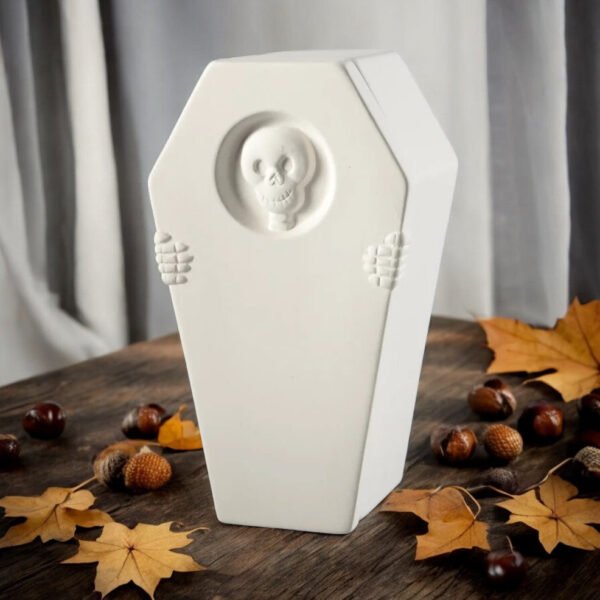 Fall / Halloween Coffin with Skeleton Head & Hands Candy Dish or Trinket box