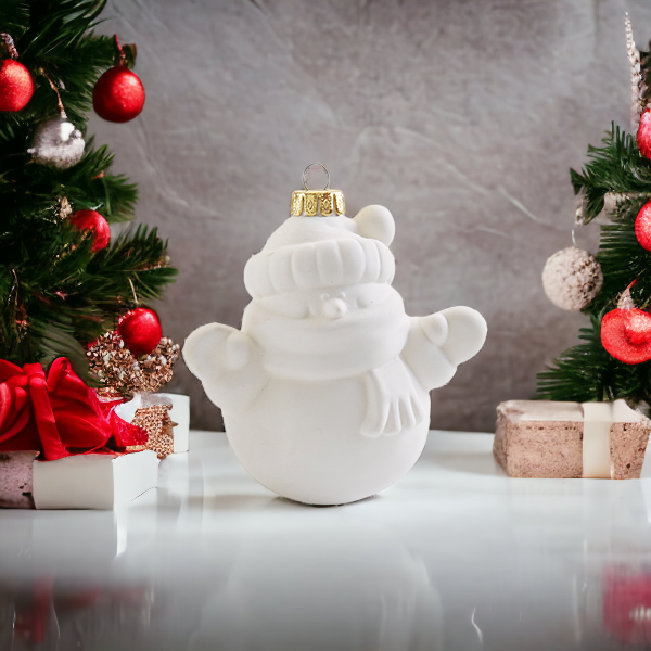 SnowmanOrnament_3_-PhotoRoom.png "Adorable Ceramic Bisque 3-D Snowman Ornament | Perfect Christmas Gift for Kids and Festive Home Decor"