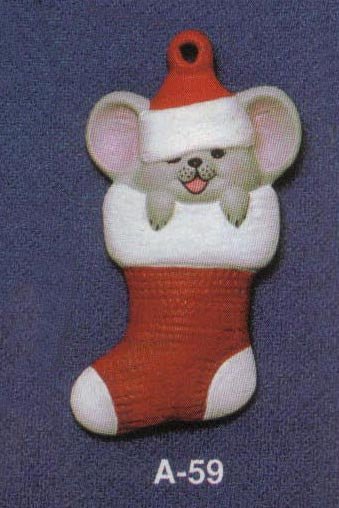 alb59.jpg Alberta Mice Mouse Ornament Collectible A-59 - Mouse in Stocking 3 5/8"" High
