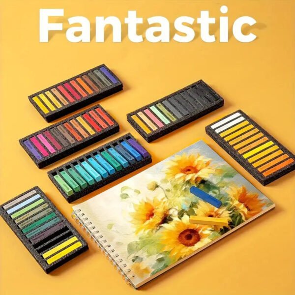 Long Soft Chalk Pastels Set, 72 Sticks, Includes 5 Fluorescent Colors, Non Toxic Soft Pastels for Artists, Beginners, Students, Classroom, Drawing, Blending, Layering