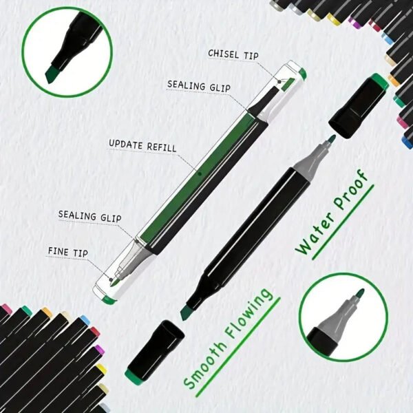 ceb7b9f8-b93e-4e10-a3ae-7dadec277f7a.jpg 120 Colors Alcohol Markers, Double Tip Blender Markers