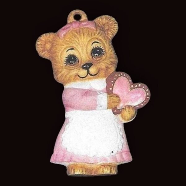 Alberta Bear Ornament Collectible A-369 - Santa with Heart 3 5/8"" High